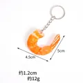 Realistic PVC cooked shrimp keychain with 5cm length and silver metal keyring - Large / Braised Shrimp (Keychain)