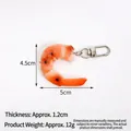 Realistic PVC shrimp tail keychain in orange and white, measuring 5cm by 4.5cm - Large / Grilled Shrimp (Door Buckle)