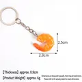 Realistic orange PVC shrimp keychain charm with metal ring on white background - S / Yellow (Keychain)