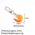 Realistic PVC cooked shrimp food keychain with silver lobster clasp on white background - S / Yellow (Door Buckle)