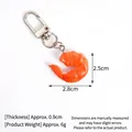 Realistic orange PVC shrimp meat keychain pendant with silver metal clasp and 2.8cm width - S / Red (Door Buckle)