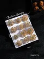 12er Set goldene Blumen-Broschen mit Strass in eleganten geometrischen Mustern - KC Gold Weiße Strass Stil (KZ002-02)