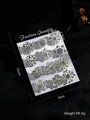 12-teiliges Blumen-Broschen-Set aus Silberlegierung auf edler schwarzer Karte - Silberton Weiße Strass Stil (KZ002-03)