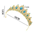 Goldenes Diadem mit blauen Kristallen und Strasssteinen, 16 cm breit und 5,5 cm hoch - Gold und Blauer Strass