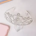 Elegant silver bridal tiara crown with sparkling crystals and heart-shaped patterns - Style 8 Silver White