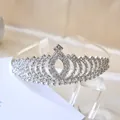 Elegant silver bridal tiara with sparkling crystal rhinestones and secure hair combs - Style 2 Silver White