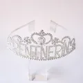 Silver Quinceañera crystal tiara with heart detail and side combs for girls - Quinceanera Style Silver White