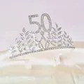 Sparkling silver crystal 50th birthday tiara with rhinestones and hair combs - 50 Anniversary Silver White