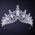 Elegant silver bridal crown with sparkling crystals and rhinestones for weddings - Style 15 Silver White