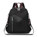 Minimalist black and brown waterproof nylon backpack with fashion patchwork design - Black