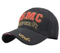 Black cotton baseball cap featuring gold USMC embroidery and Semper Fi motto - M (56-58cm) / USMC Style (5994141622546) / Black 1
