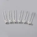 Handmade bridal hairpins with pearls and sparkling rhinestones for wedding hairstyles - Silver Minimalist Pearl Hairpin Hs-j3281s
