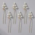 Handmade elegant gold bridal hair pins set featuring marquise rhinestones and white pearls - Gold Rhinestone Minimalist Hairpin Hs-j6313g