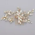Handgefertigter goldener Brauthaarkamm mit glitzernden Strasssteinen und Perlen - Goldene Luxus-vielseitigkeitshaarbürste Hs-j6435