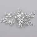 Eleganter silberner Brauthaarkamm mit Strasssteinen und Perlen für die Hochzeit. - Silberne Luxus-vielseitigkeitshaarbürste Hs-j6435