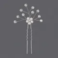 Elegant bridal hair pin with shimmering rhinestones and white pearls on a silver base. - Simple Pearl Vine Hairpin Hs-j004