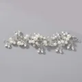 Silver handmade bridal hair vine with shimmering rhinestones and pearls for weddings - Silver Rhinestone Handmade Headband Hs-j7178s
