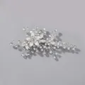 Handmade silver bridal hair comb featuring elegant rhinestone flowers and leaf design - Silver Forest Princess Hair Clip Hs-j6110