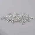 Elegant silver bridal hair comb featuring rhinestones and a faux pearl leaf design - Silver Floral Girl Hair Comb Hs-j7181s