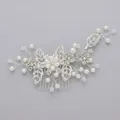 Handmade silver bridal hair comb featuring luxury rhinestone flowers and faux pearls - Silver Forest Flower Comb Hs-j3350s