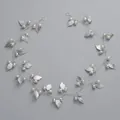 Handmade silver bridal hair vine featuring delicate metallic leaves and faux pearl beads - Silver Girl's Versatile Headband Hs-j4419s