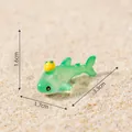 Miniature green translucent shark figurine 3.3cm length for ocean theme display - No.1-Green Lemon Whale