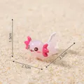 Cute pink axolotl resin figurine miniature showing dimensions 2.5cm by 2.1cm by 1.5cm - No.10-Axolotl