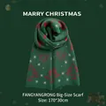 Écharpe de Noël vert foncé avec motifs jacquard rouges et ours, 170x30cm - Sapin de Noël Ajouré Vert