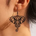 Fashionable black hollow-out elephant head drop earring for women ethnic boho style - Elephant Shape (28155-black)
