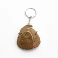 Premium brown synthetic leather mini baseball glove keychain ornament for car keys - 3.8cm khaki gloves (four-link chain)