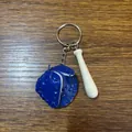 Blue leather baseball glove and wooden bat keychain accessory for sports enthusiasts - 3.8cm royal blue set + short stick (buckle)