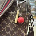 Sporty red baseball and mini wooden bat keychain pendant accessory for bags and keys - 2cm Red Ball 4.5cm Short Bat