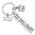 2026 Stainless steel keychain gift for graduation with house charm and new home engraving - HH26-12