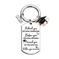 Inspirational 2026 graduation keychain in stainless steel with cap and diploma charms - HH26-08