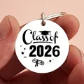 Portachiavi circolare in acciaio inox inciso Class of 2026 per regali di laurea. - HH26-01