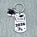 2026 Graduation Season stainless steel keychain with doctoral cap and diploma charm - HH26-09