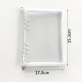 Custodia con cerniera in PVC glitterato trasparente A5 con 6 fori per raccoglitore - Cerniera A5 / Bianco + 10 Fogli di Pagine Interne a 1 Tasca