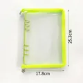 Raccoglitore A5 glitter trasparente con cerniera, 6 anelli e bordo giallo neon vivace - Cerniera A5 / Verde Fluorescente + 10 Fogli di Pagine Interne a 1 Tasca
