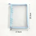 Raccoglitore A5 glitterato trasparente in PVC con cerniera e tirante a fiore blu - Cerniera A5 / Blu Foschia + 10 Fogli di Pagine Interne a 1 Tasca