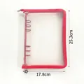 A5 transparent glitter zipper binder pouch with red trim and 6-ring loose leaf system - Single Outer Shell (excluding Inner Pages) / Zipper Version A5 Red