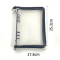 Transparent glitter A5 zipper binder storage pouch with dimension markings 17.8x25.3cm - Single Outer Shell (excluding Inner Pages) / Zipper A5 Black