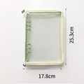 Transparent glitter PVC A5 planner binder with green zipper details, 17.8x25.3cm size - Single Outer Shell (excluding Inner Pages) / Zipper Version A5 Green