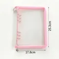 Transparent pink glitter zipper binder cover A5 size with dimensions 25.3cm by 17.8cm - Single Outer Shell (excluding Inner Pages) / Zipper A5 Pink