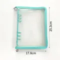 A5 transparent glitter PVC binder shell with zipper closure and dimensions shown - Single Outer Shell (excluding Inner Pages) / Zipper Style A5 Cyan