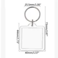 Square acrylic photo keychain with 40x44mm dimensions and durable metal ring - Square Transparent Acrylic Keychain