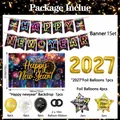 Kit completo decorazioni Capodanno 2027 con banner, sfondo e palloncini - Set B Capodanno 2027 (Sfondo+Banner+Palloncini in Lattice+Numeri Foil+Palloncini Stella+Nastri)