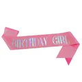 Sparkling pink glitter birthday girl sash with holographic iridescent silver text - One Size / Economy Pink Holographic - GIRL