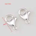 Silver stainless steel lobster clasp, 10mm length with 1.3mm hole for jewelry DIY. - 10mm / Silver