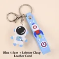 Cute blue cartoon astronaut keychain with rocket design strap and lobster clasp - Type A Blue (With Lanyard) / Type A Blue (4.5CM)