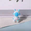 Cute white and blue rabbit astronaut soft silicone keychain pendant for bags and backpacks - Space Rabbit Blue (Without Lanyard) / Large Space Rabbit Blue Figure Only